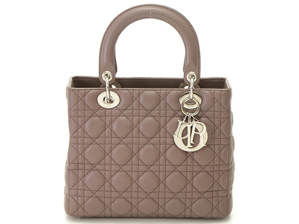 Christian Dior Lady Cannage Handbag Lambskin Dusty Purple